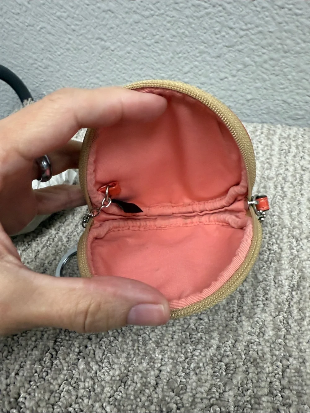 Coach Beige Signature Round Wristlet with Coral Crab 🦀 Appliqué